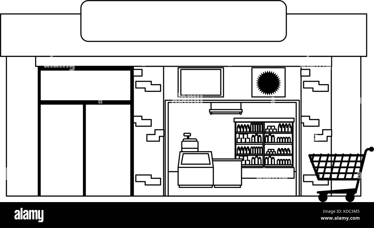 a vector illustration of a supermarket grocery store canstock on grocery store drawing building