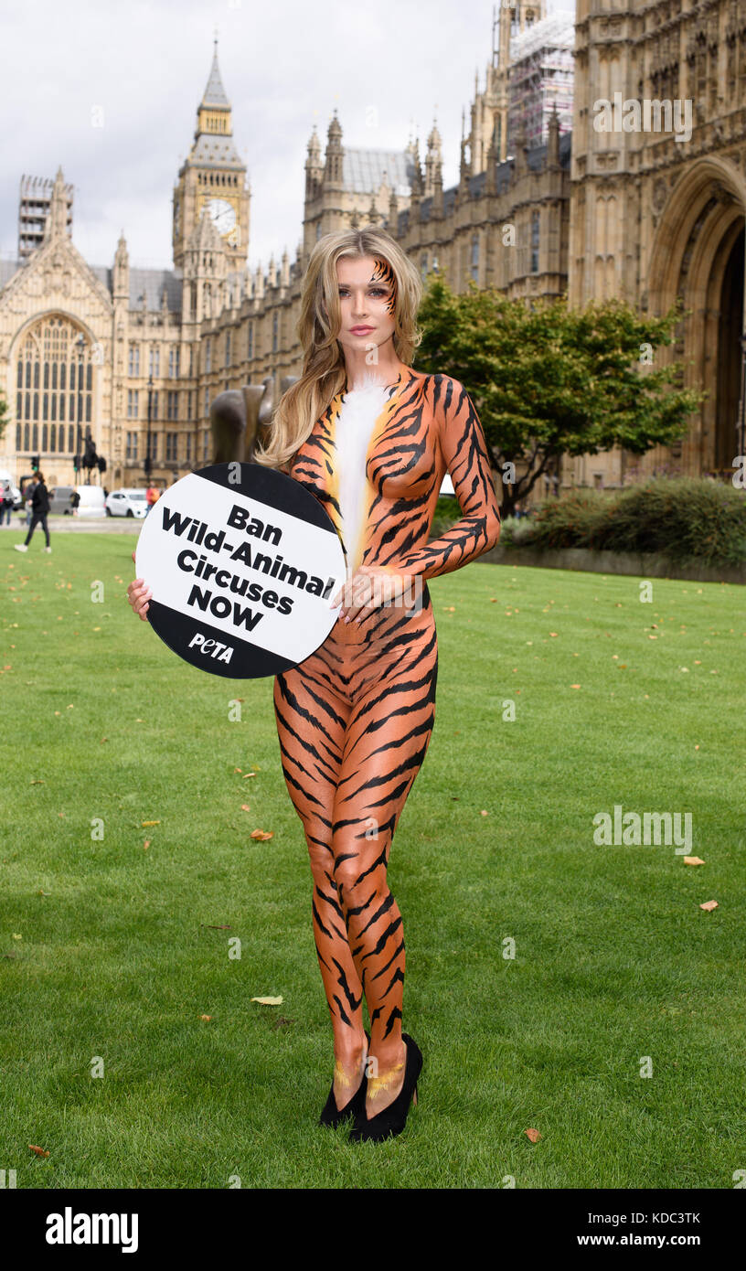 Model and animal advocate Joanna Krupa joins PETA outside Westminster ...