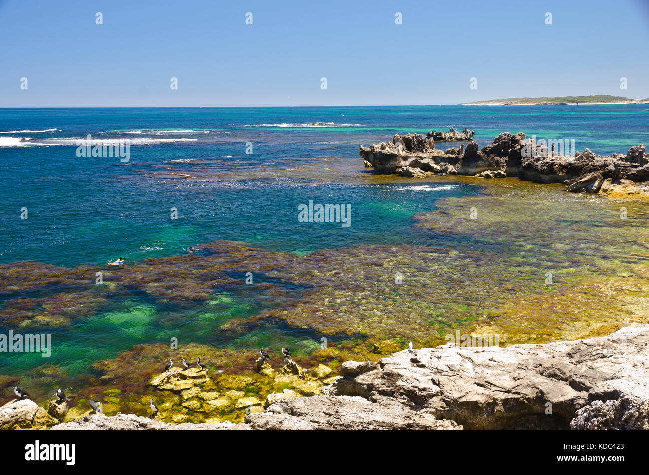 Quiet bay at Point Peron, Rockingham, Shoalwater Islands Marine Park on a clear day Stock Photo
