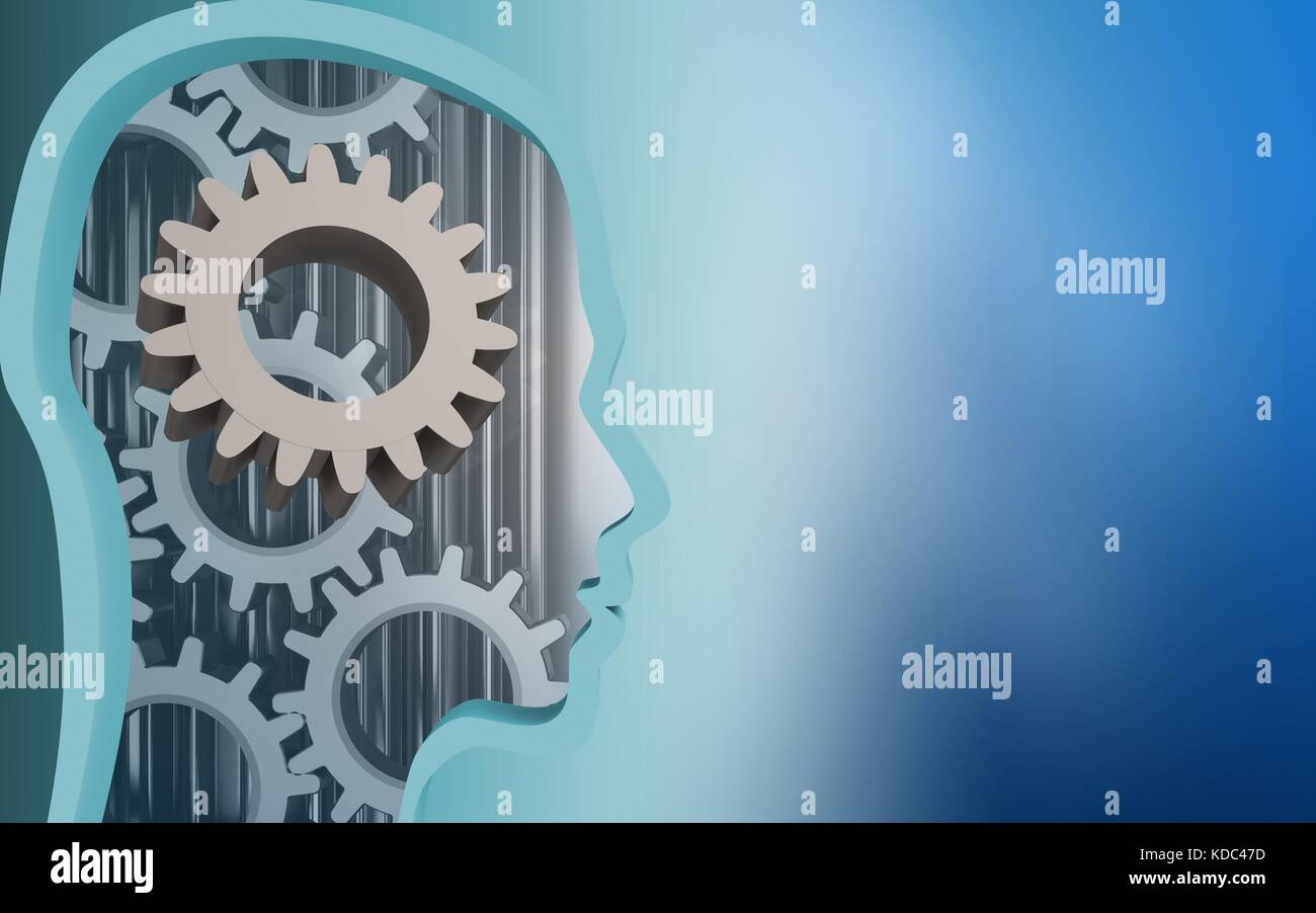 3d illustration of gear over blue background with gears Stock Photo - Alamy