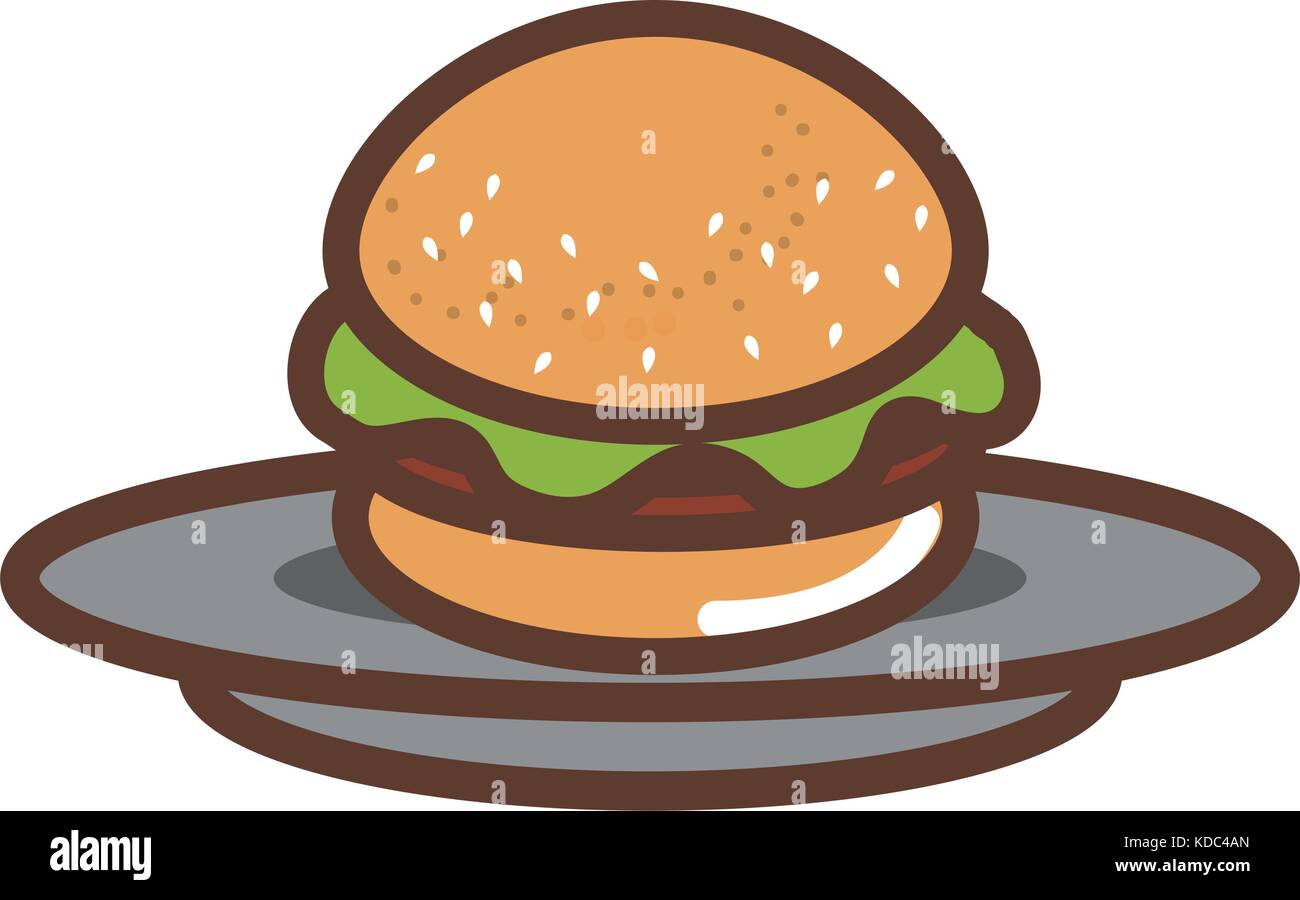 dish with delicious burger isolated icon vector illustration design ...