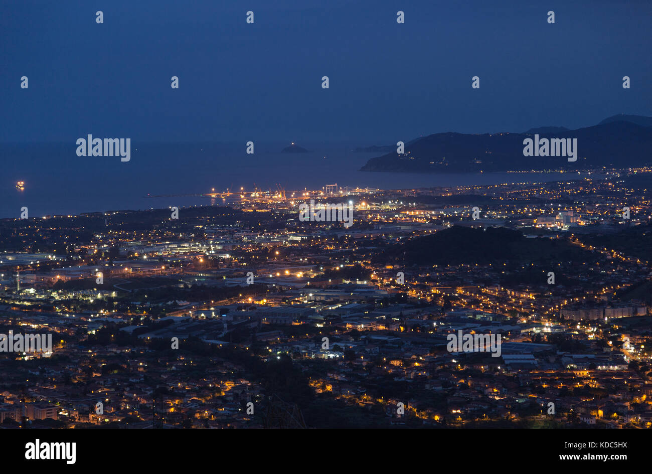 Panoramic view of Marina di Massa Tuscany Italy. Stock Photo