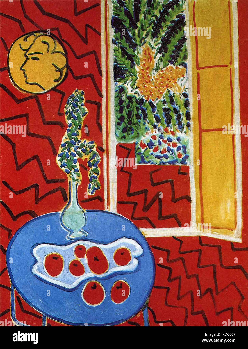 Intérieur rouge. Nature morte sur une table bleue Matisse, Henri  947 Stock Photo