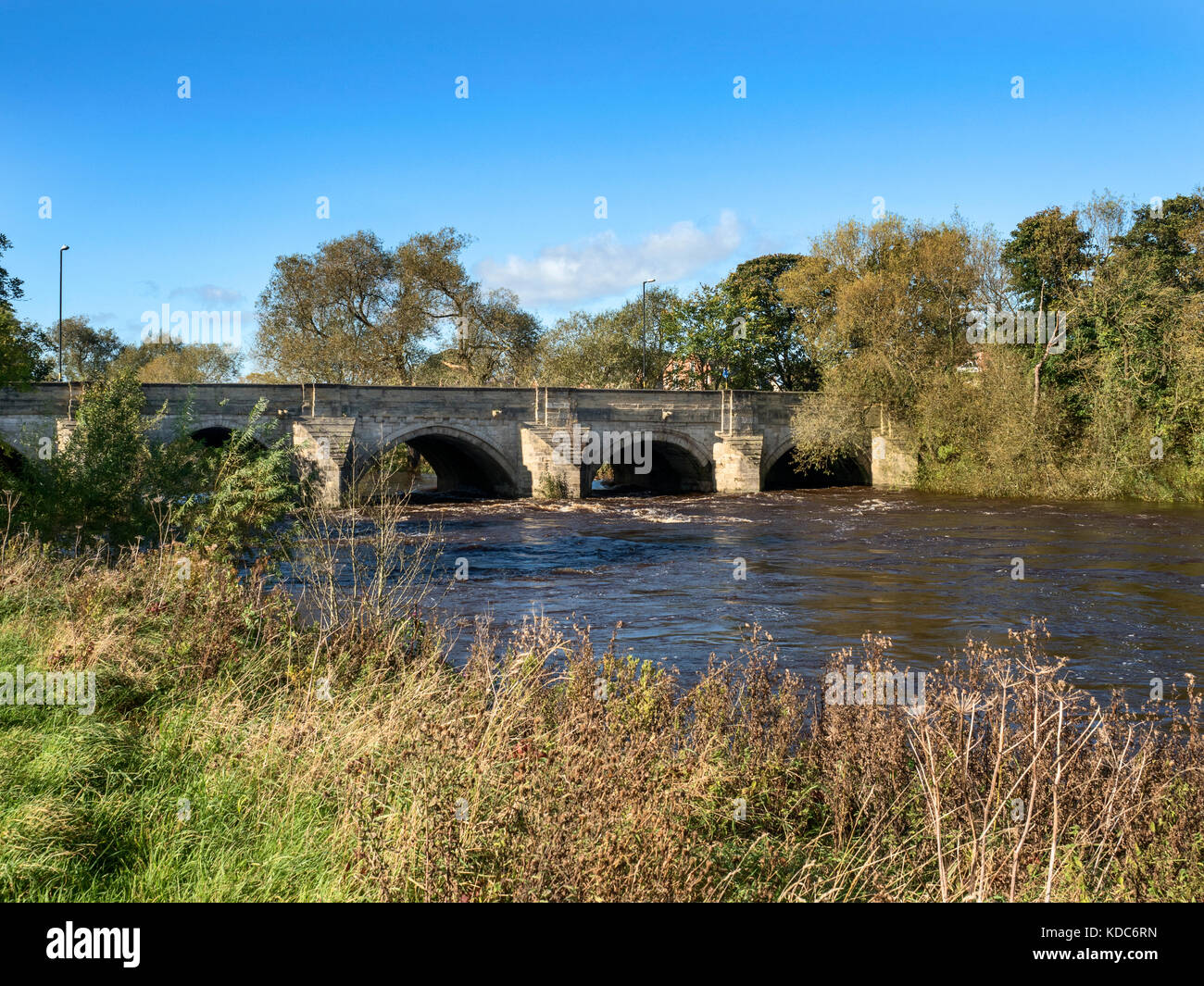 North Bridge a mediaeval bridge dating back to 1309 over the River Ure at Ripon Yorkshire England Stock Photo