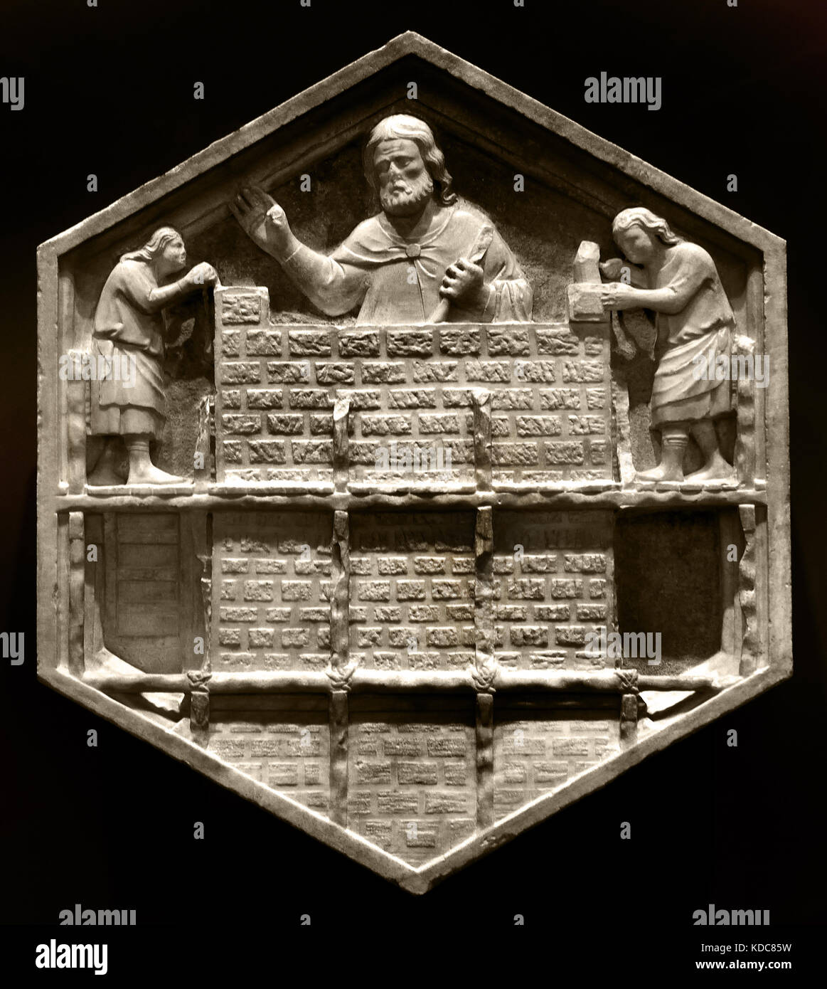 Architecture: Collaborator of Andrea Pisano (Master of Armor), 1334-1336. Pisano 1290 – 1348 is sculptor architect and Workshop began about 1336 with the reliefs for the Campanile ( The Cattedrale di Santa Maria del Fiore of Florence )1336 Florence Italy ( Museo dell' Opera del Duomo ) Stock Photo