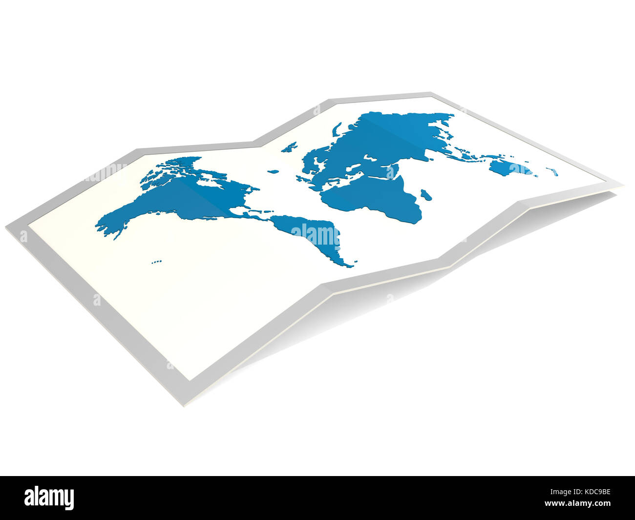 World map in blue isolated, 3D rendering Stock Photo - Alamy