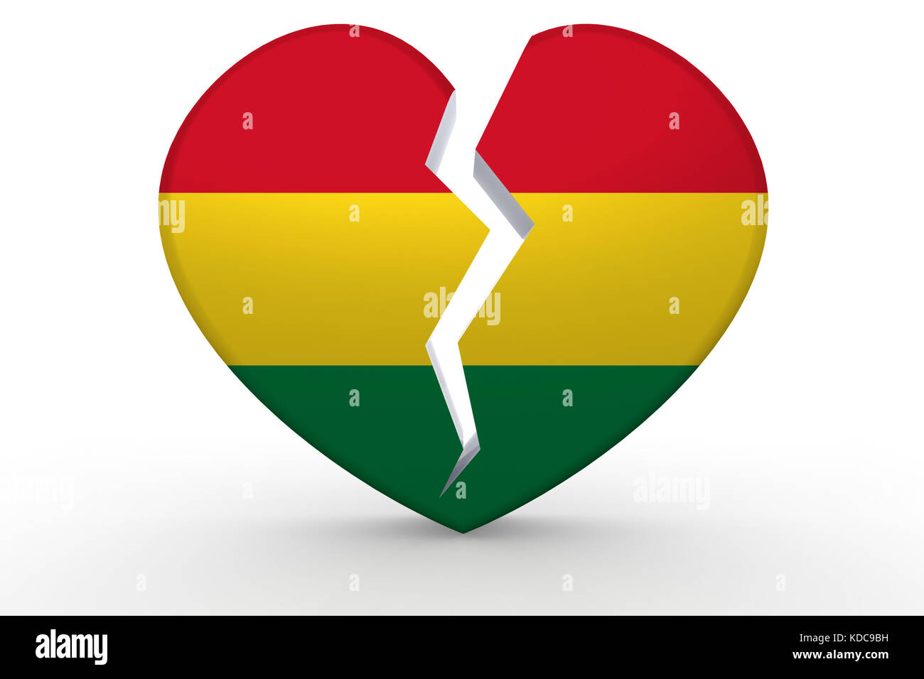 Broken white heart shape with Bolivia flag, 3D rendering Stock Photo ...