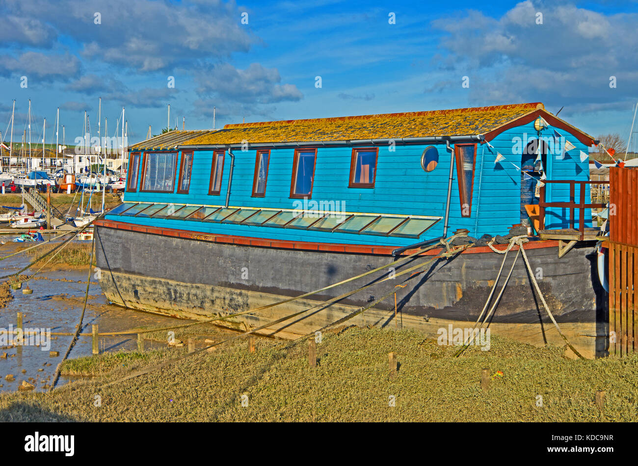 Shoreham on Sea, Houseboat on Mud Flap River Adur Sussex England Stock