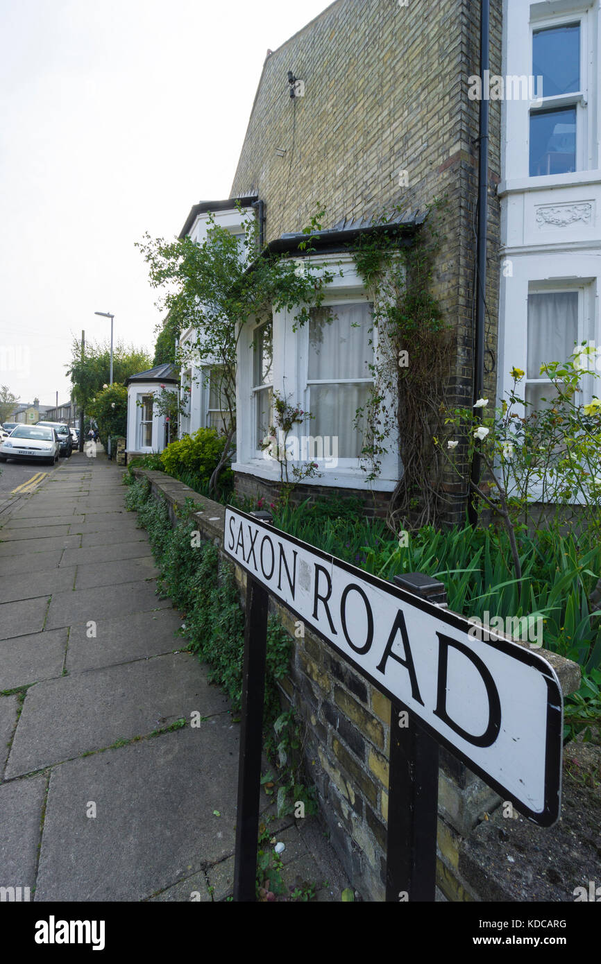 Road name plate saxon road hi-res stock photography and