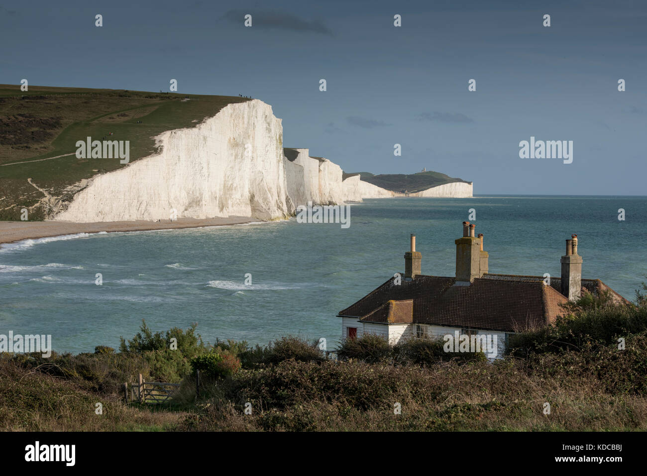 Coastguard cottage beside the Seven Sisters Cliffs in East Sussex, England, UK. Stock Photo