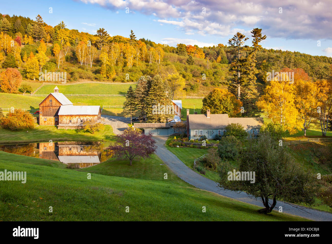 Autumn, Fall foliage and Sleepy Hollow Farm near Woodstock Vermont, USA