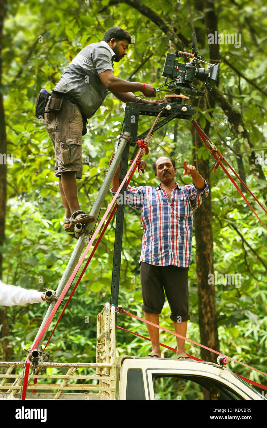 Professional video shooting of the film, Cinematographer making top angle  shot Stock Photo - Alamy