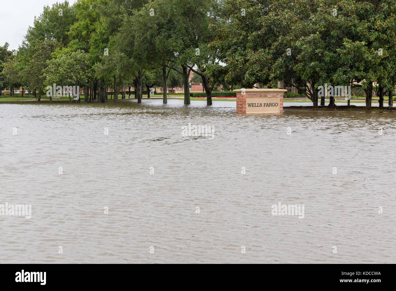 A general view of a bank surrounded by floodwaters in the aftermath of Hurricane Harvey Stock Photo