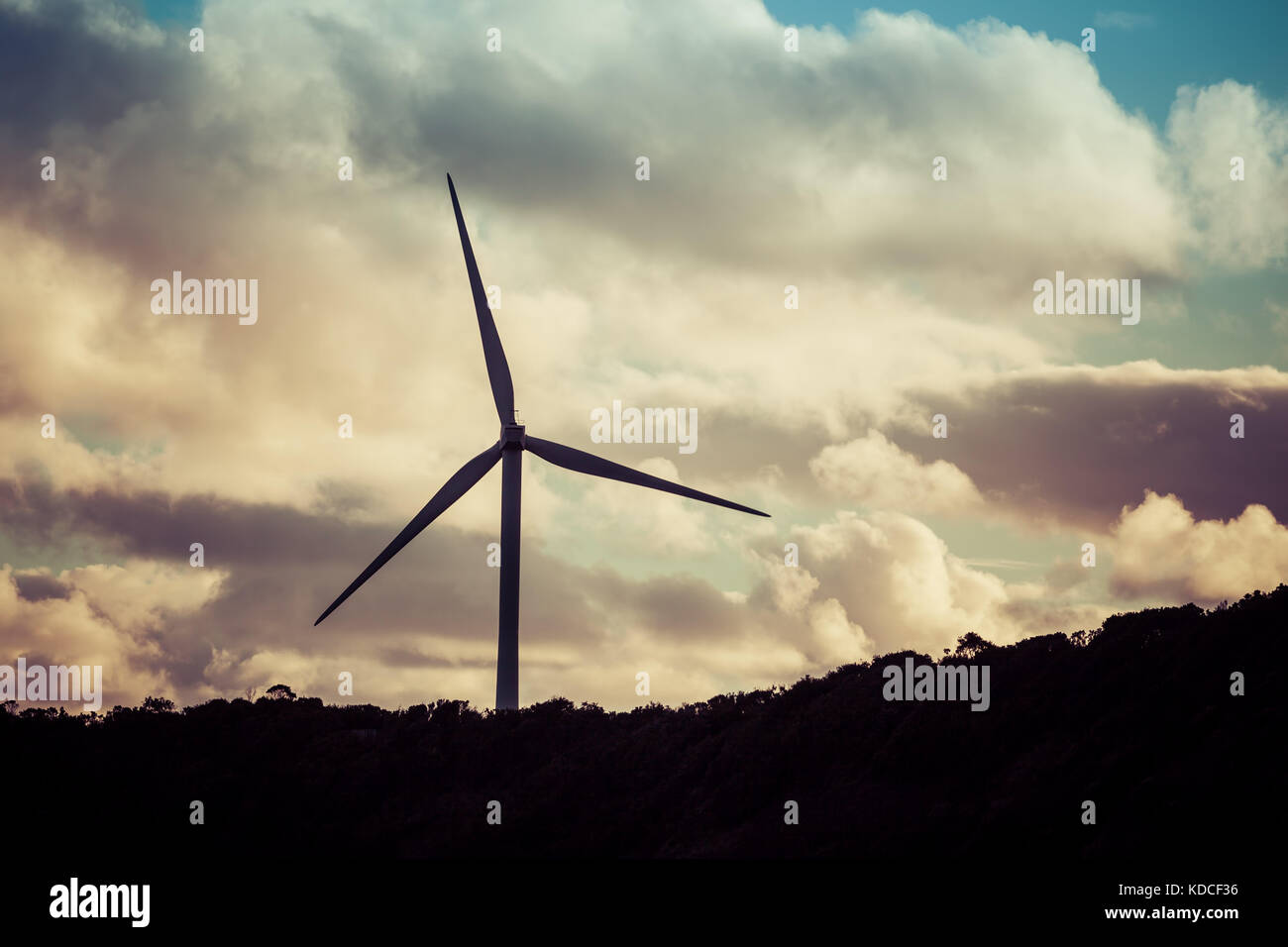 Silhouette of wind turbine at beautiful sunset Stock Photo - Alamy