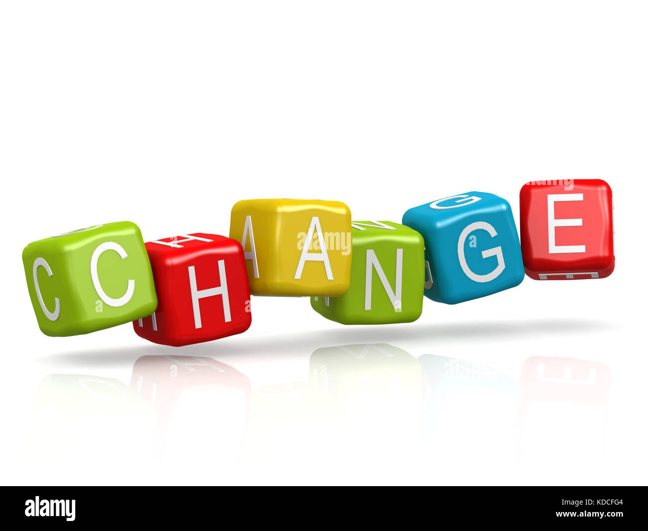 Change color cube block on white, 3D rendering Stock Photo - Alamy