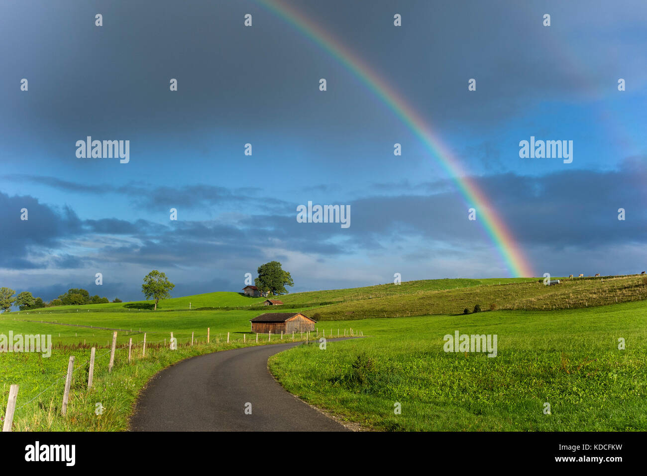Rainbow Landscape - Upper Bavaria, Germany Stock Photo