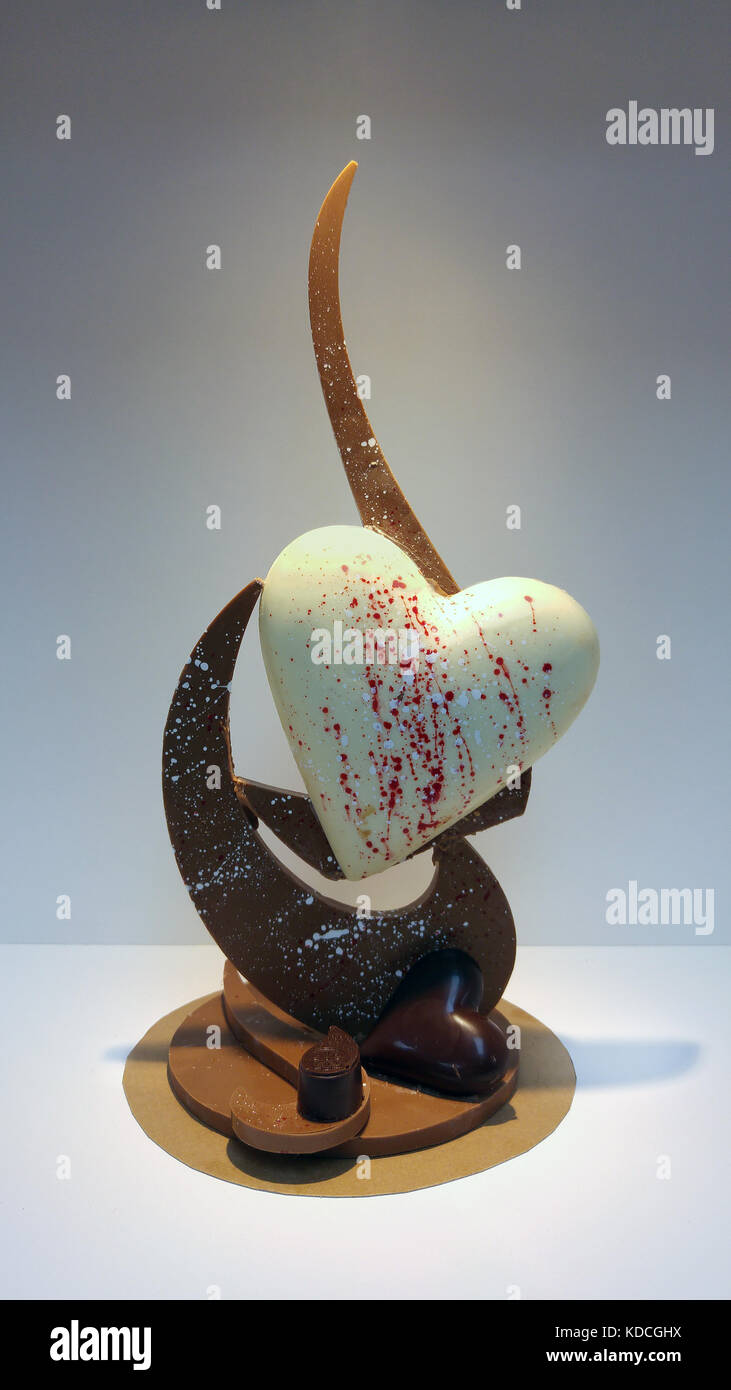 art of chocolate heart shape in the light Stock Photo