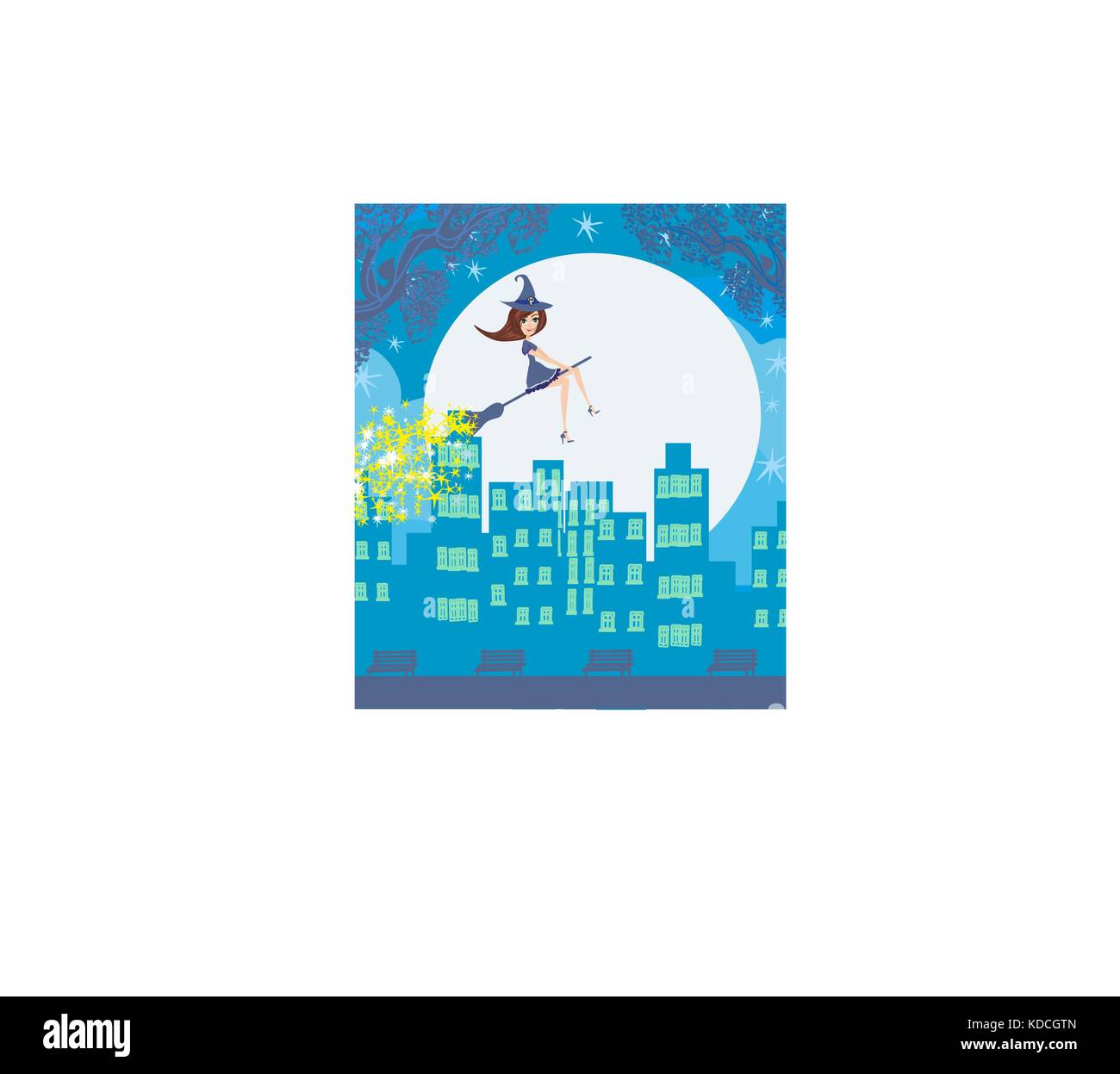 Witch woman flying on Stock Vector Images - Alamy