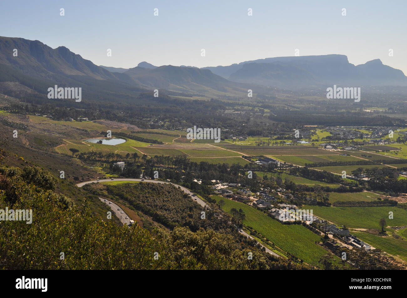 Semi aerial view near Silvermine, Table Mountain National Park, Cape Town, South Africa Stock Photo