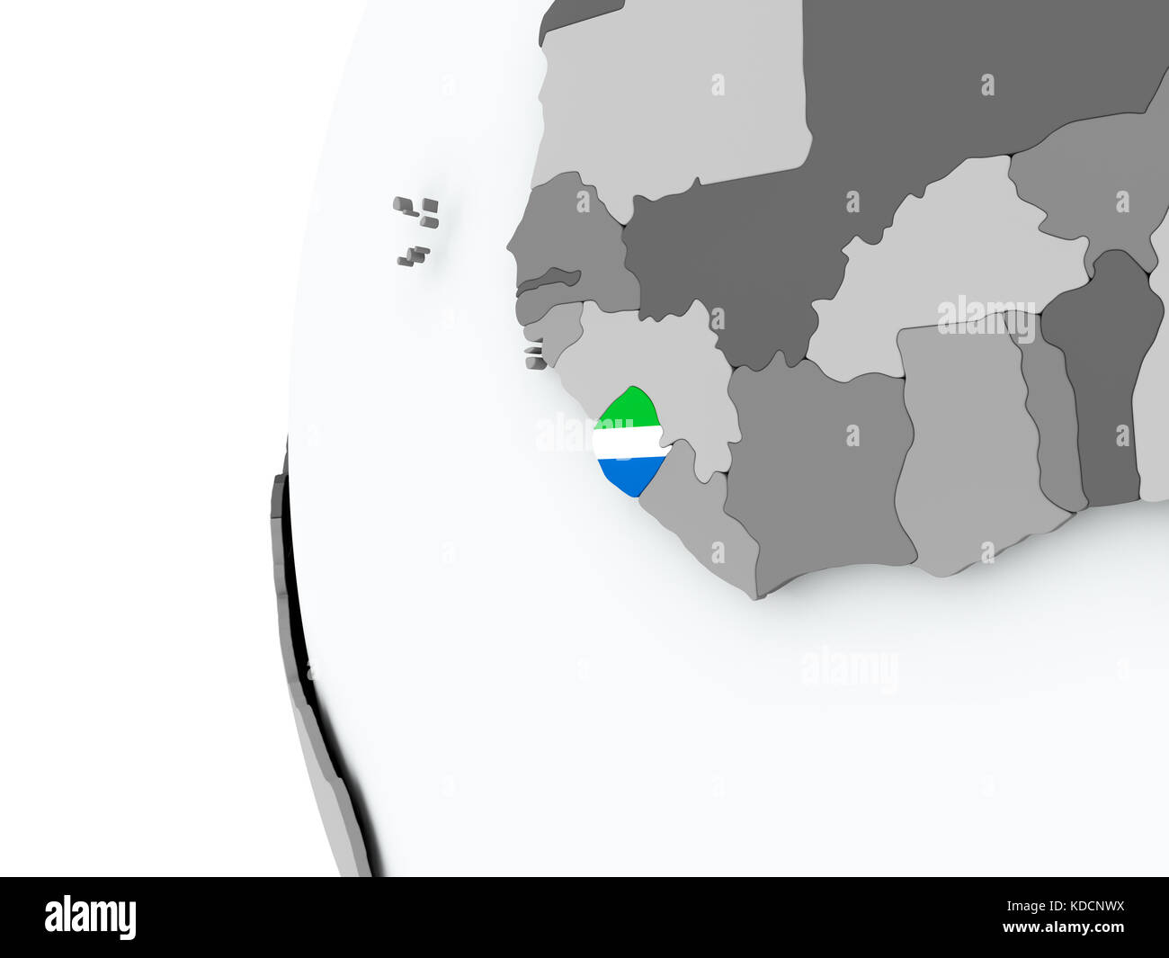 Illustration of Sierra Leone on political globe with embedded flag. 3D ...