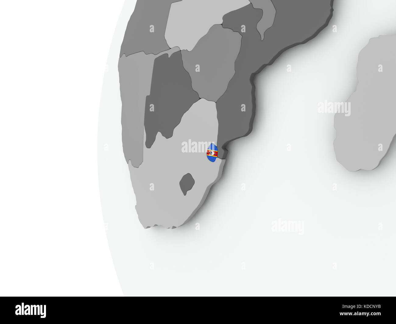 Illustration of Swaziland on political globe with embedded flag. 3D ...