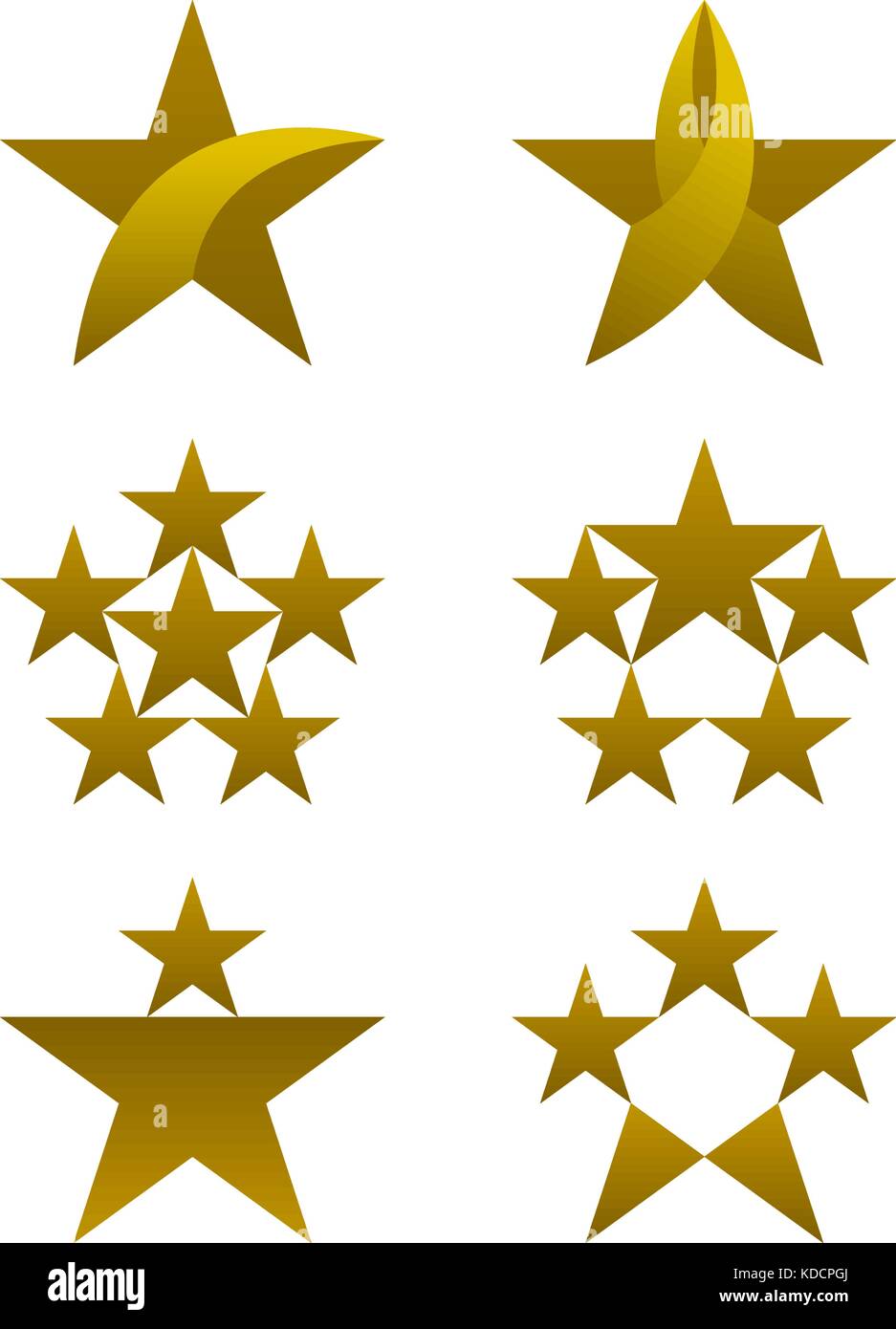 Star icons design, gold colored icons set on white background. Vector ...