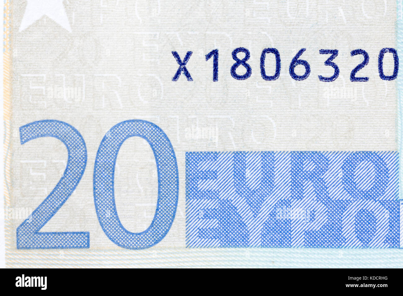 Twenty euros banknote in macro shot. Stock Photo