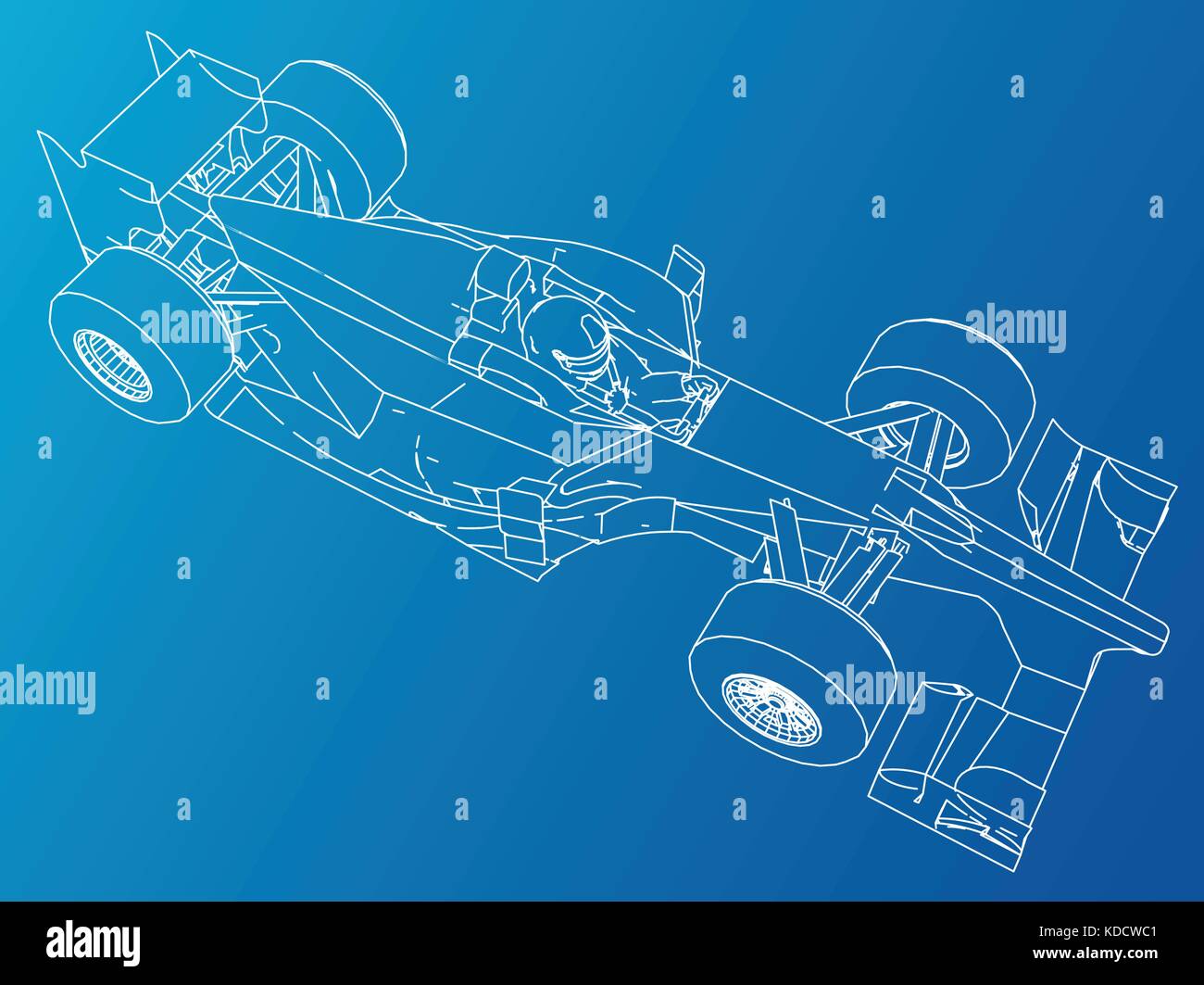 Formula race car. Abstract drawing. Tracing illustration of 3d Stock Vector