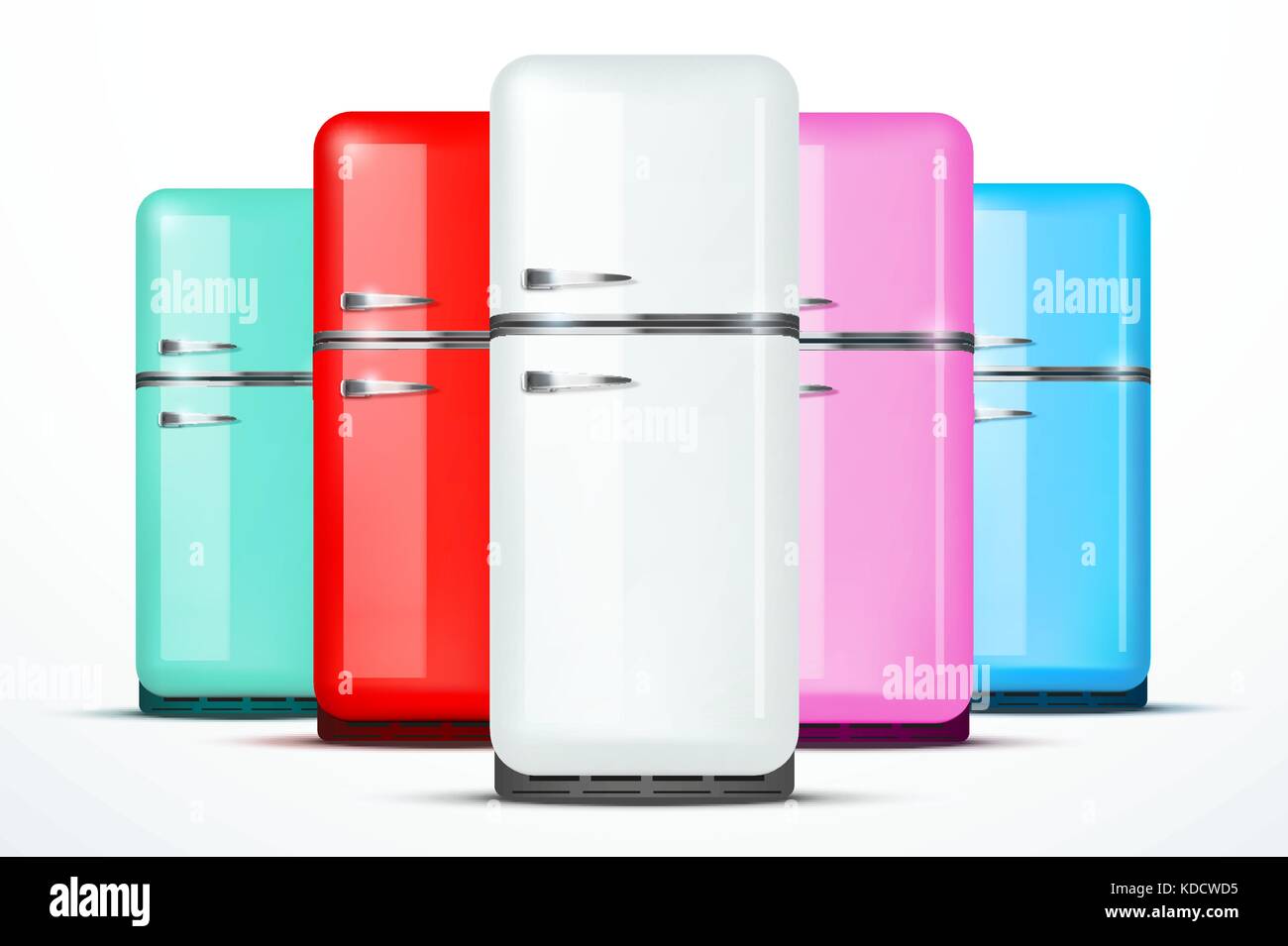 Set of Fridge refrigerator. Vector isolated on white background Stock
