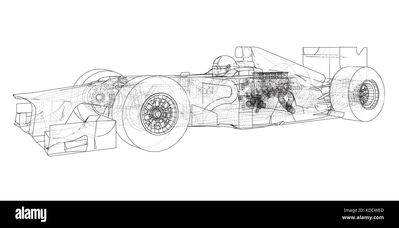 Model speed car. Wireframe. EPS10 format. Vector rendering of 3d Stock