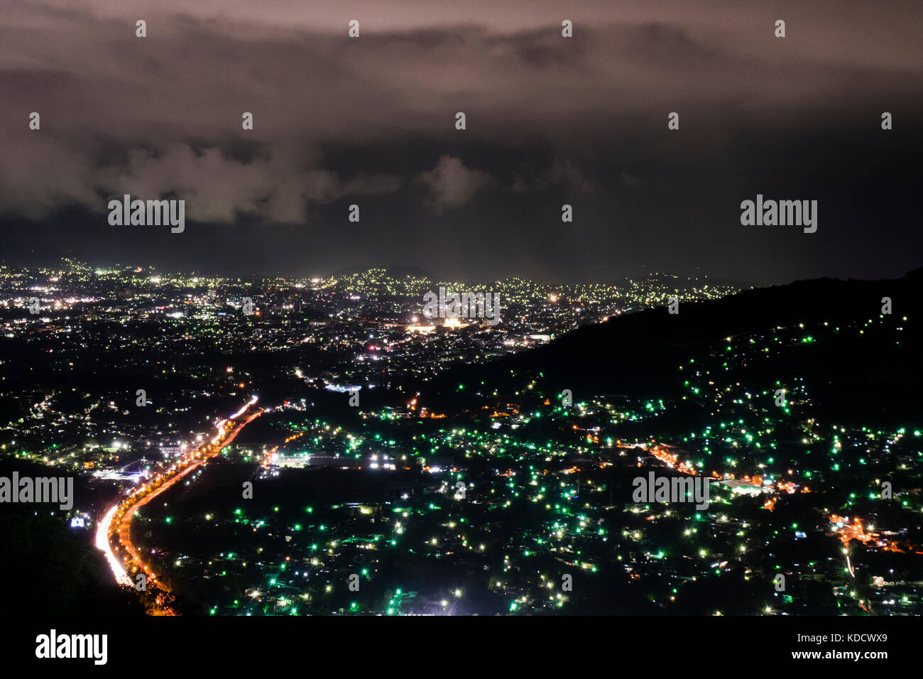 The city of San Salvador at night Stock Photo