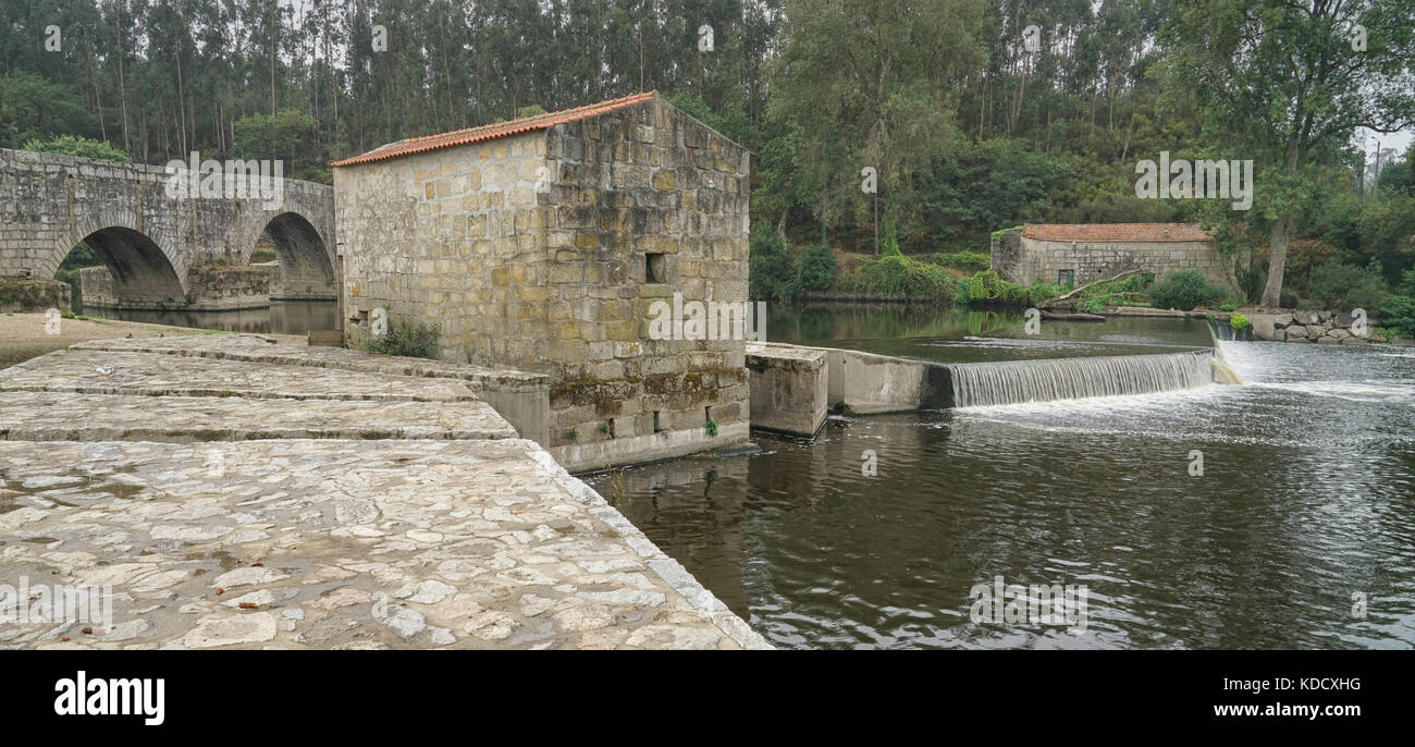 Old watermill close to Ponte do Ave, sights along the Camino de Santiago trail, Portugal Stock Photo