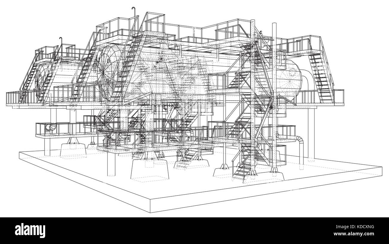 Wireframe Oil and Gas industrial equipment Stock Vector Image & Art