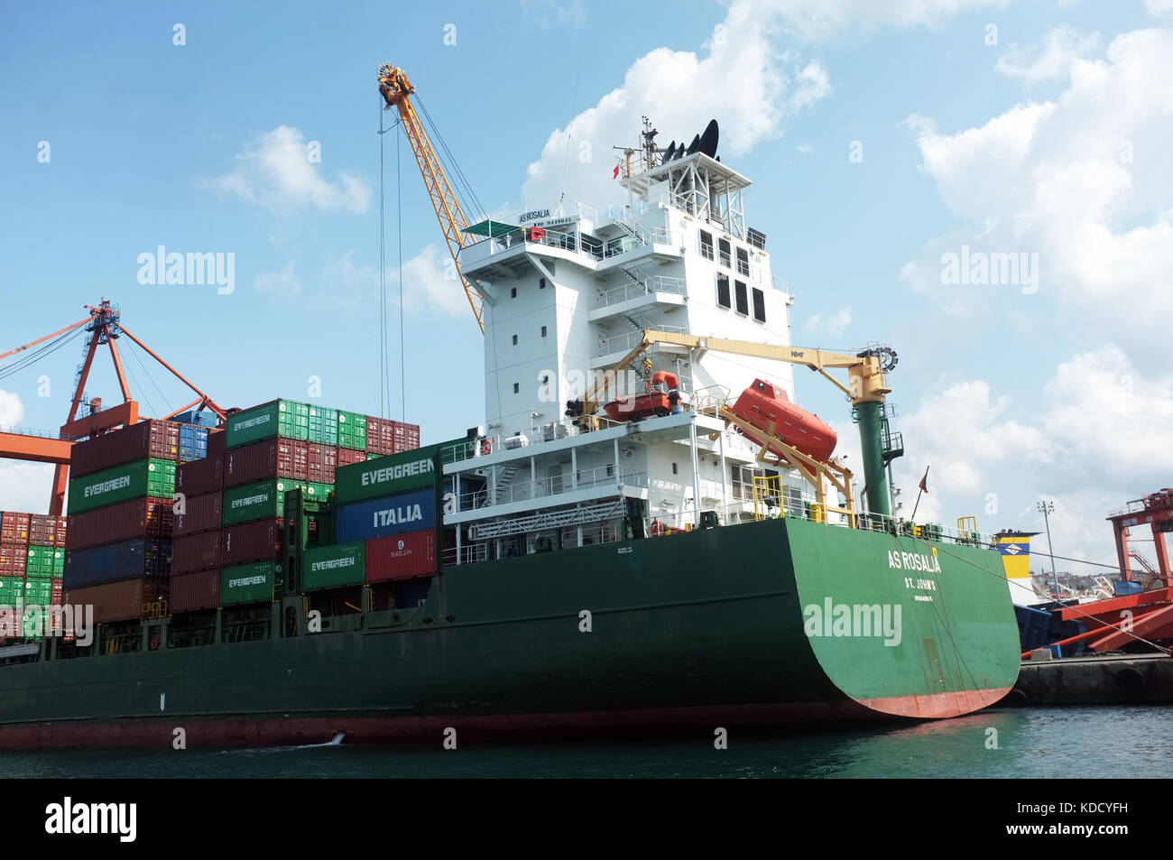 Cargo ship is docked at Haydarpasa port in Istanbul, Turkey Stock Photo