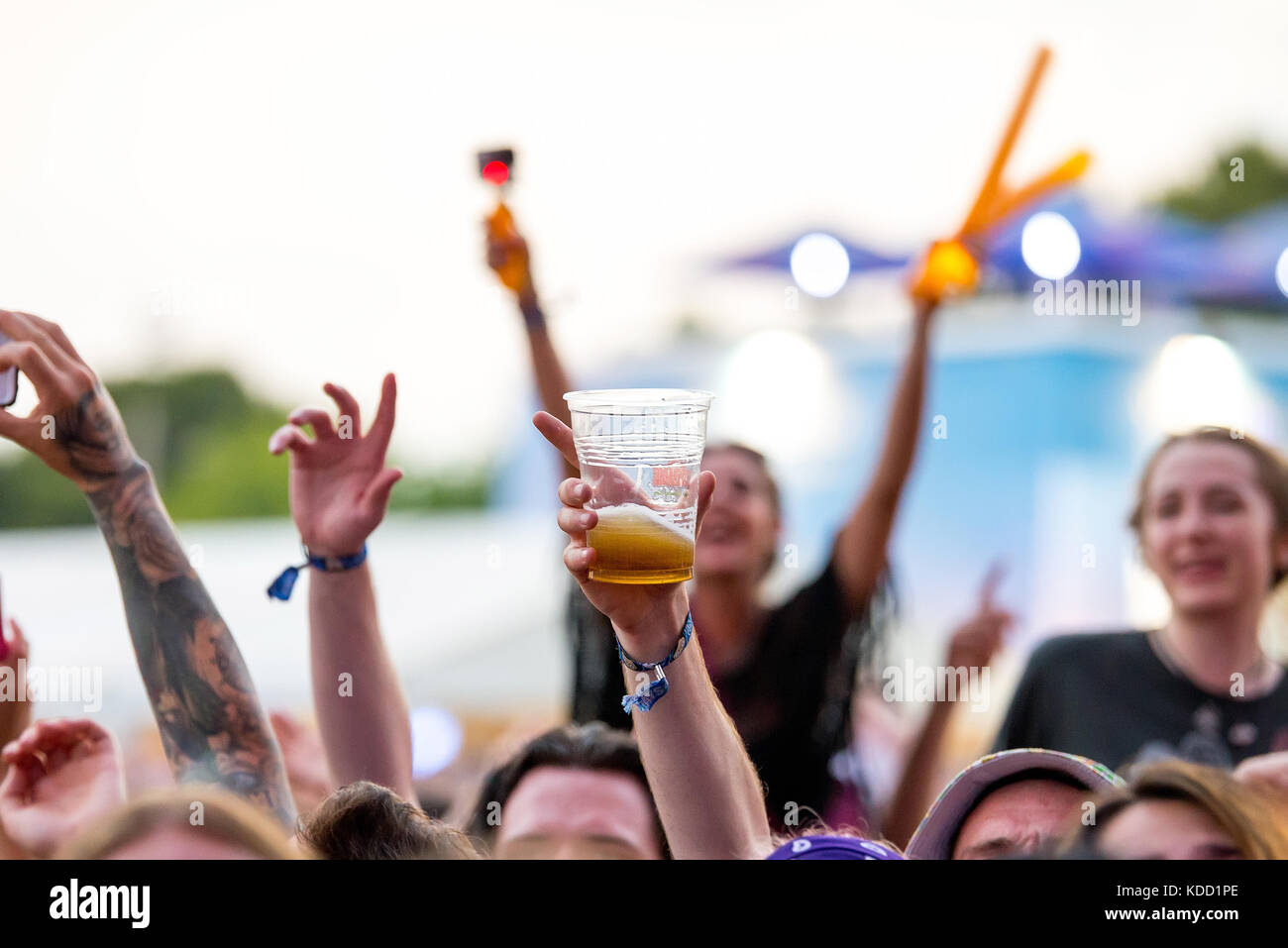 BENICASSIM, SPAIN - JUL 13: Crowd in a concert at FIB Festival on July 13, 2017 in Benicassim, Spain. Stock Photo