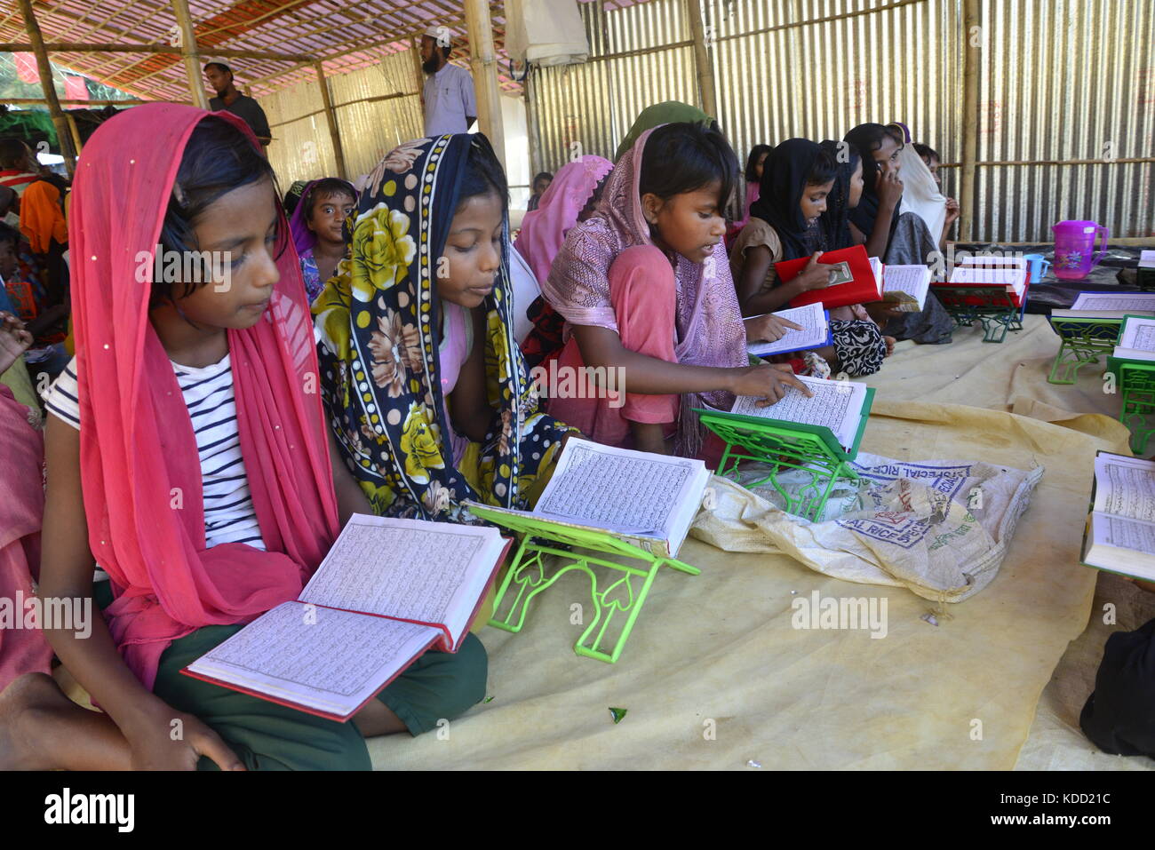 Rohingya Children are learning the Qur'an in a Madrasa at the Balukhali ...