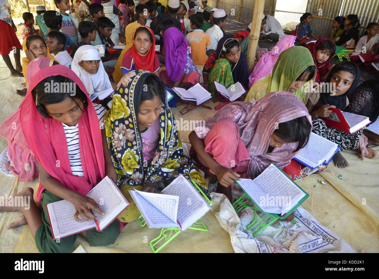 Rohingya Children are learning the Qur'an in a Madrasa at the Balukhali ...