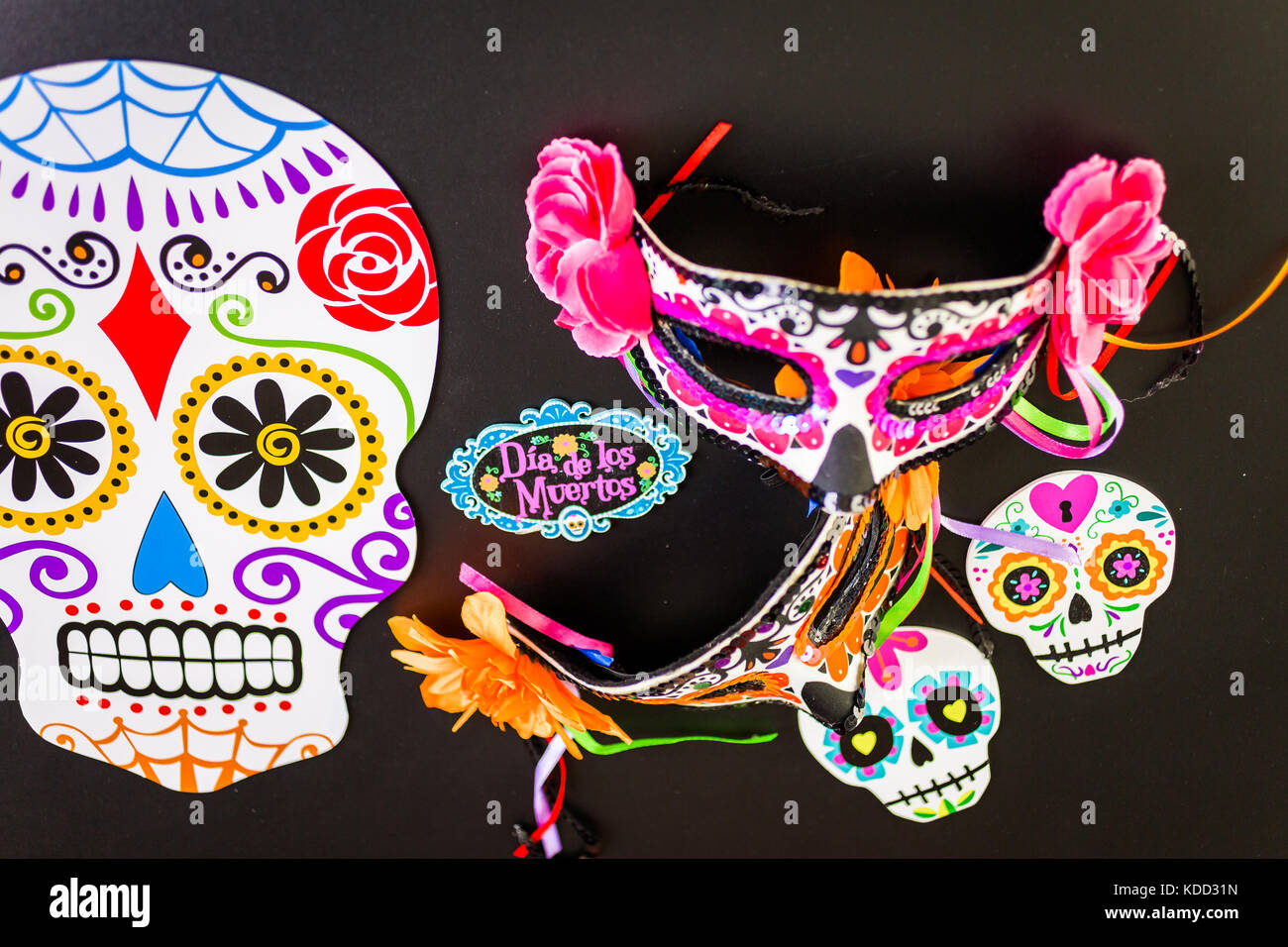 Decorations For Traditional Mexican Holiday Day Of The Dead On A