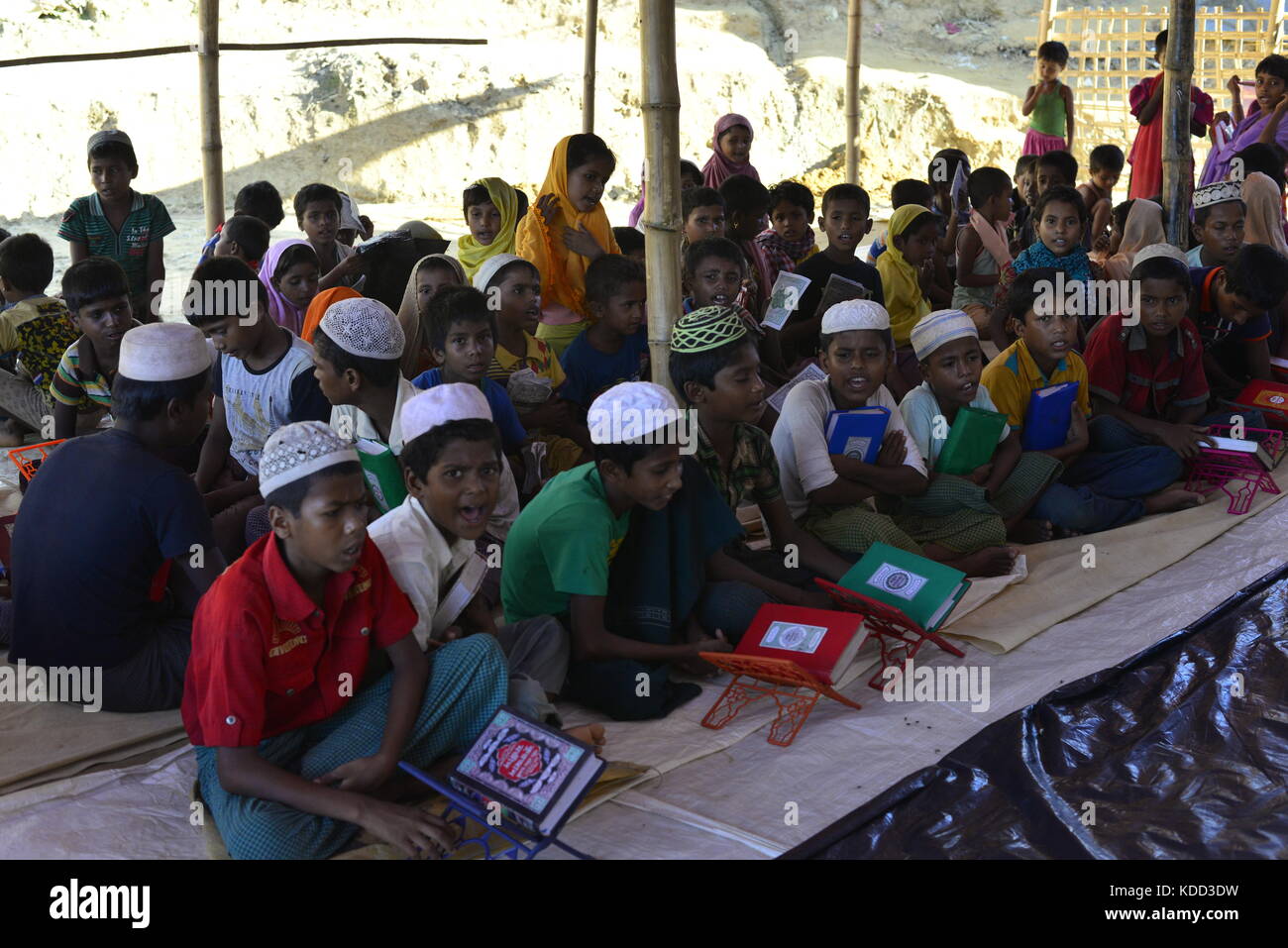 Rohingya Children are learning the Qur'an in a Madrasa at the Balukhali ...