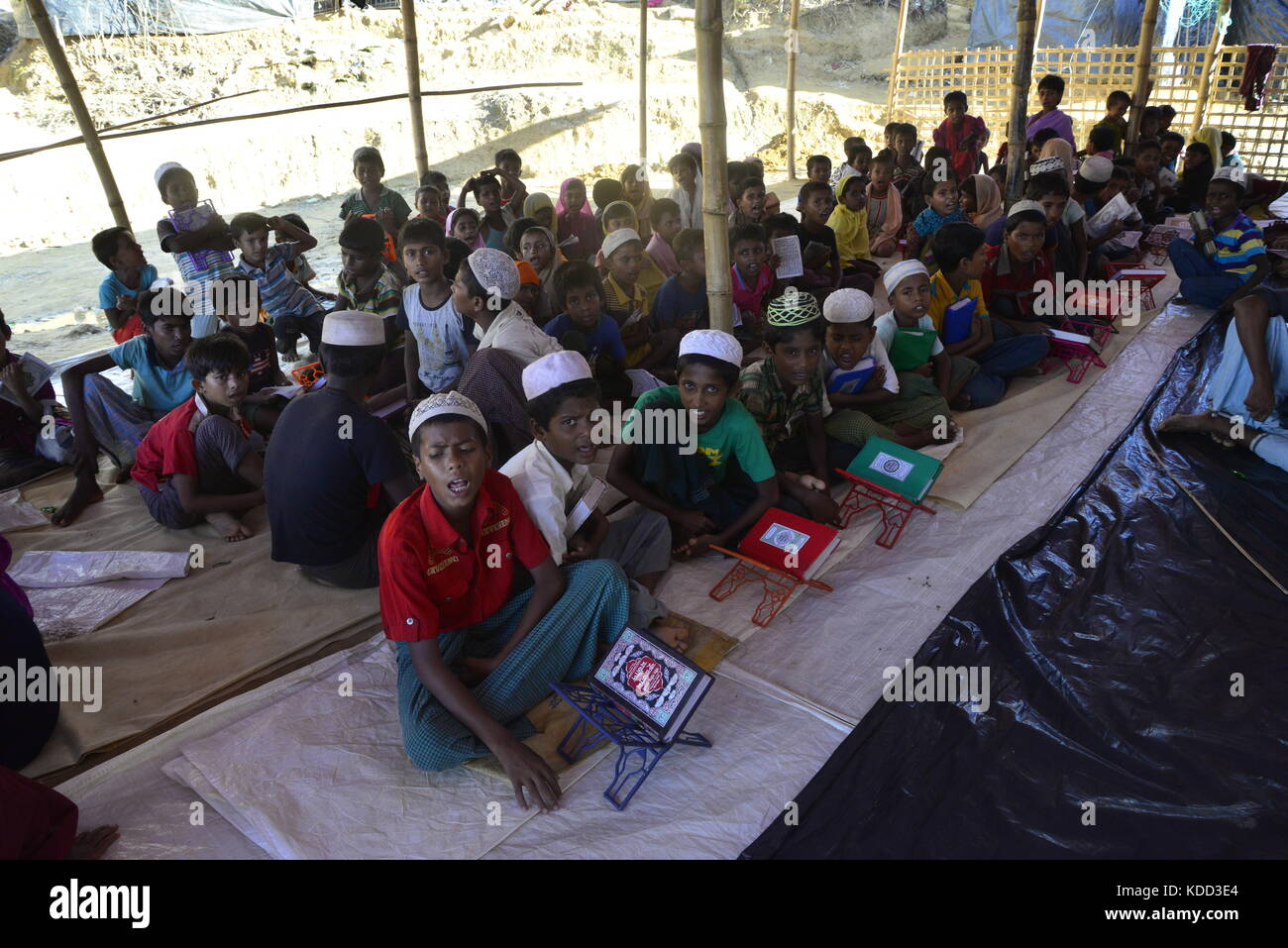 Rohingya Children are learning the Qur'an in a Madrasa at the Balukhali ...