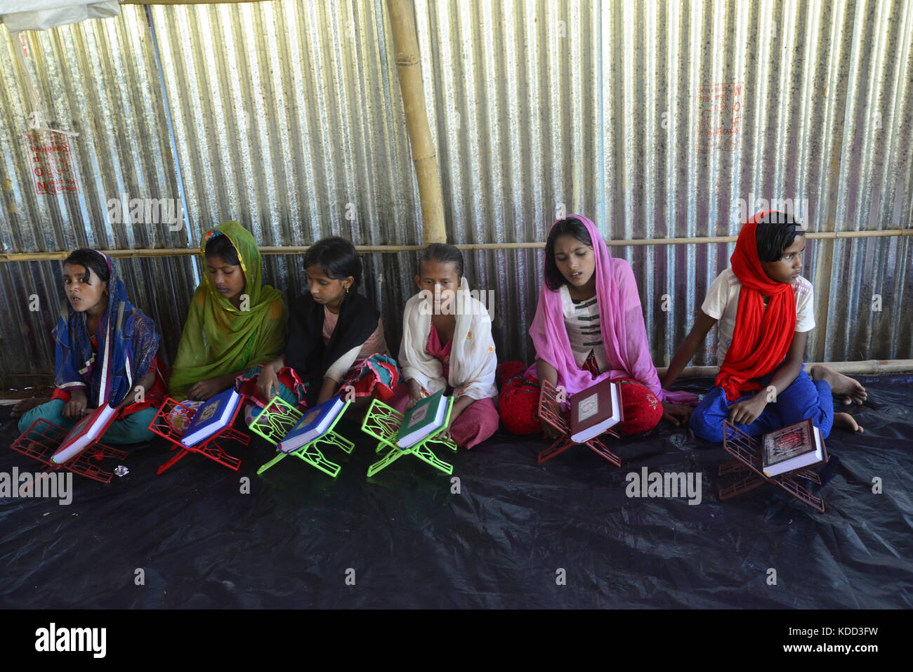 Rohingya Children are learning the Qur'an in a Madrasa at the Balukhali ...