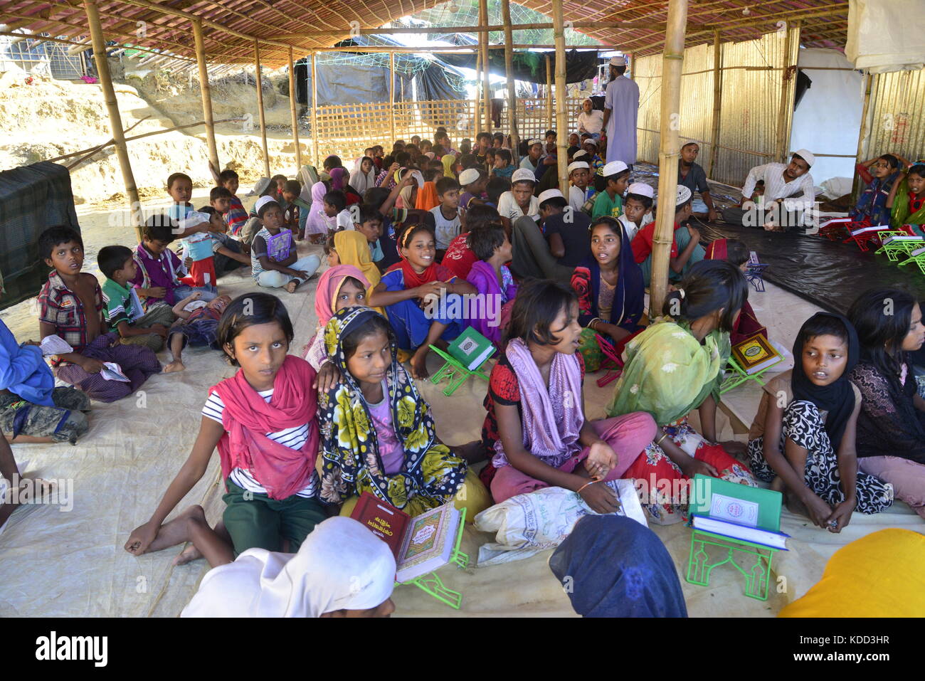 Rohingya Children are learning the Qur'an in a Madrasa at the Balukhali ...