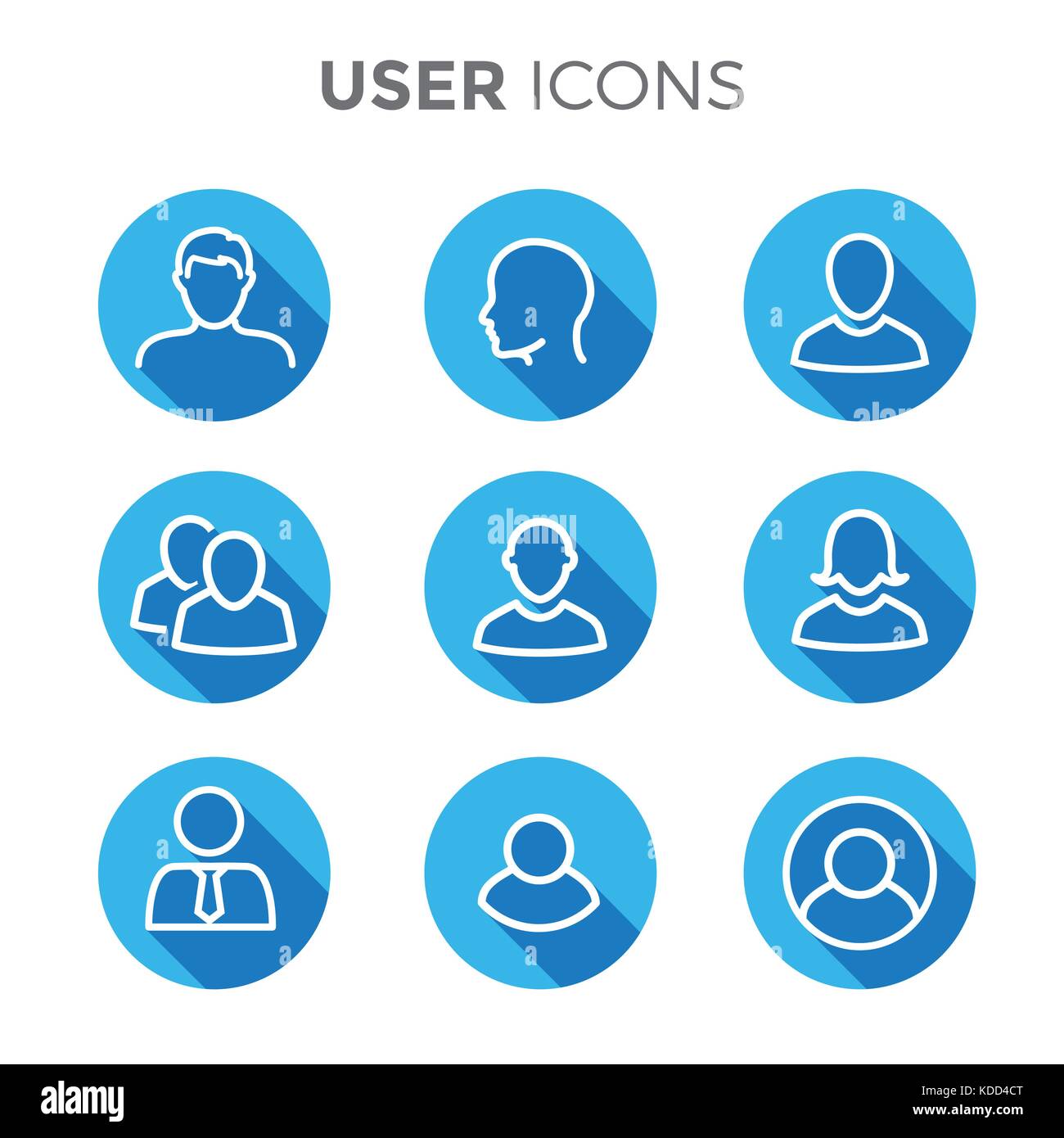 User Icon Set w Man, Woman, and Multiple People Stock Vector Image ...