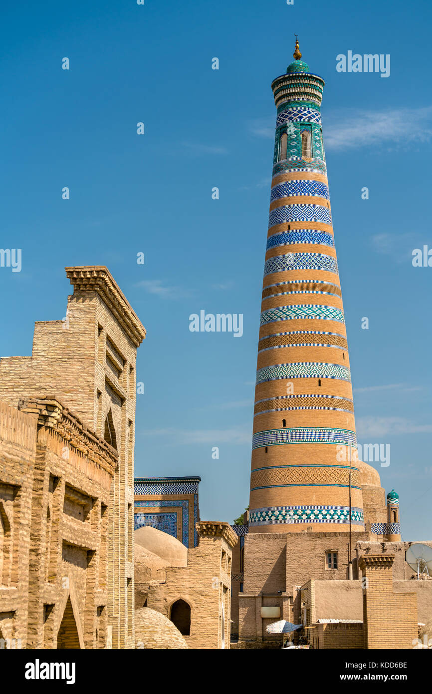Islam Khodja Minaret at Itchan Kala - Khiva, Uzbekistan. Stock Photo