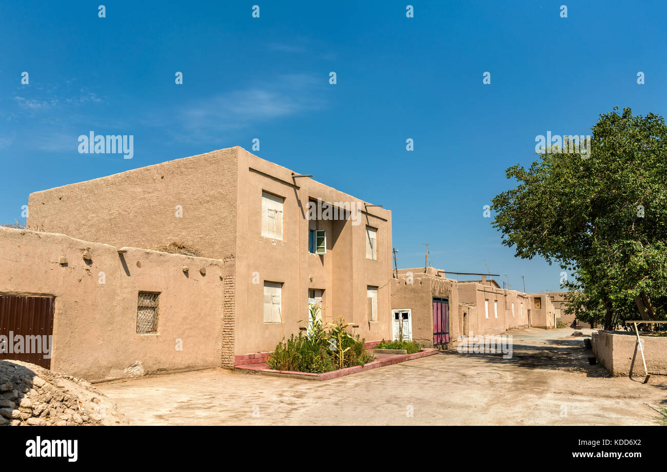 Traditional houses at Itchan Kala fortress in the historic center of Khiva. UNESCO world heritage site in Uzbekistan Stock Photo