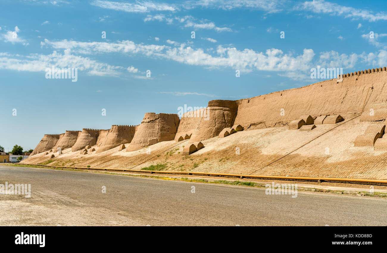 City walls of the ancient city of Ichan Kala in Khiva, Uzbekistan Stock Photo