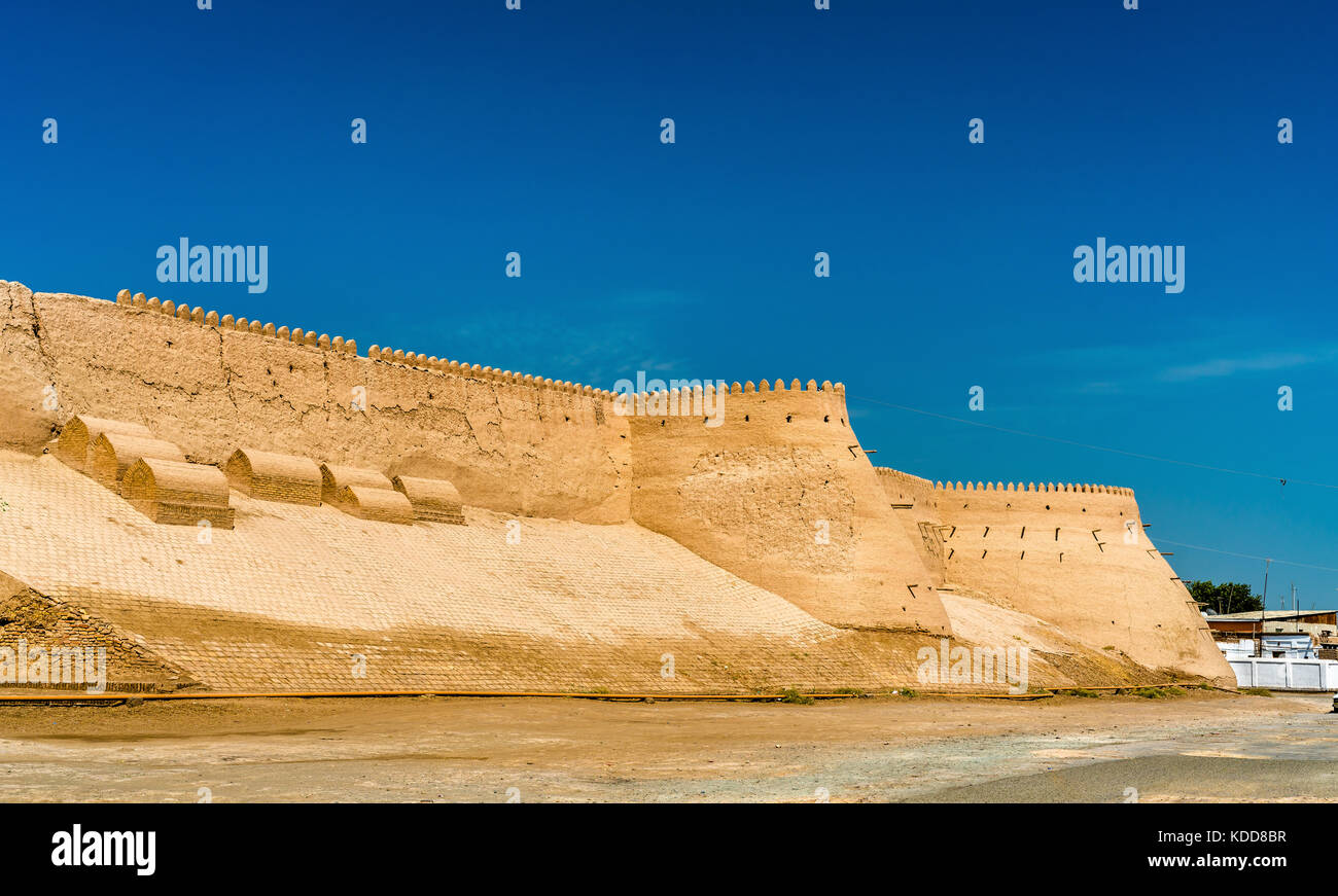 City walls of the ancient city of Ichan Kala in Khiva, Uzbekistan Stock Photo