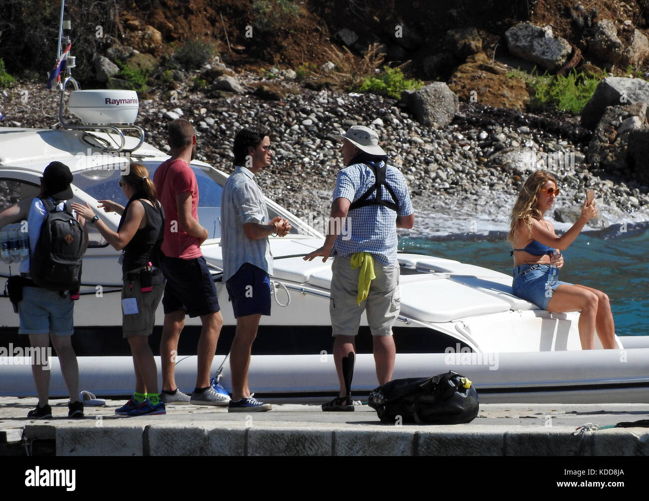 Lily James on the set of film musical 'Mamma Mia! 2' on the island of