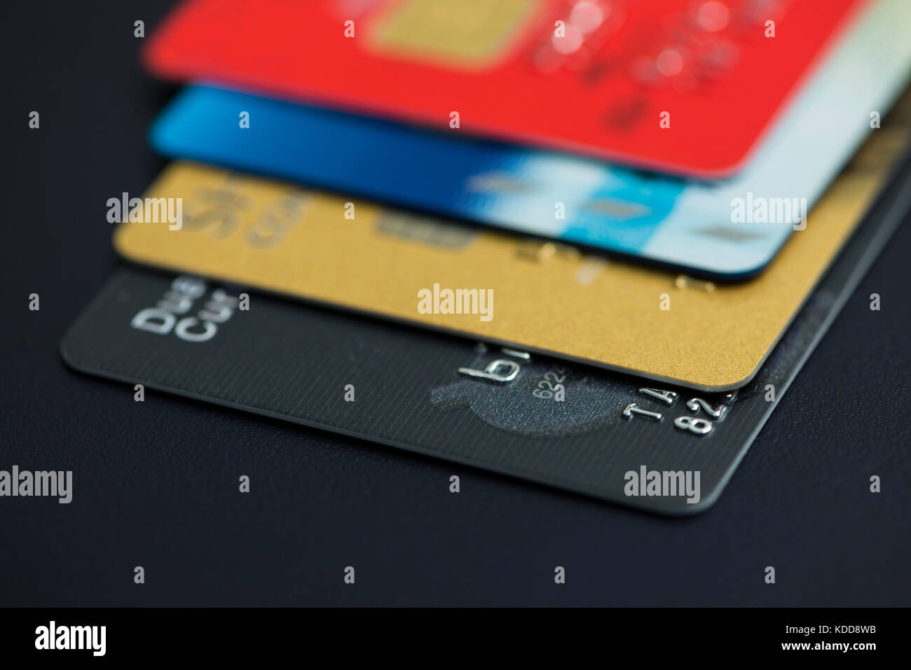 Stack of multicolored credit cards close-up Stock Photo - Alamy