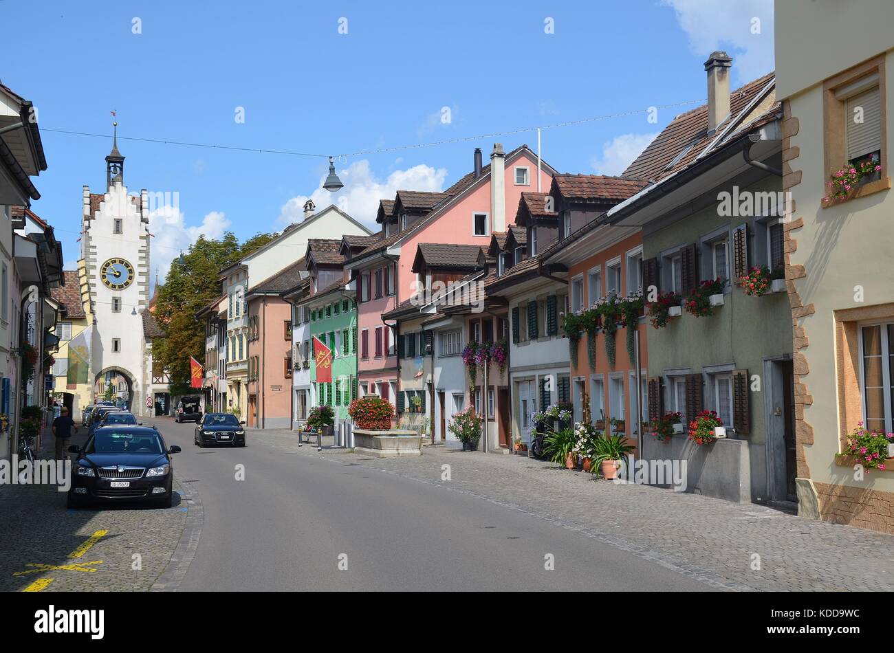 Historische Grenzstadt Diessenhofen am Rhein, Schweiz Stock Photo